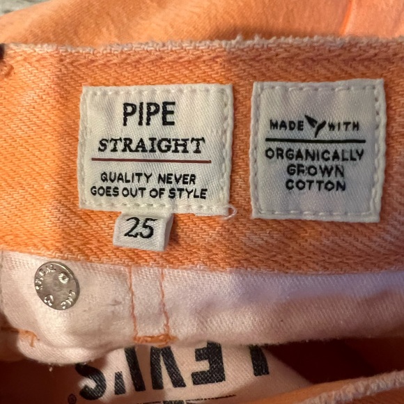 New! WOT LEVI'S MADE & CRAFTED Orange denim jeans size 25 - Picture 5 of 6
